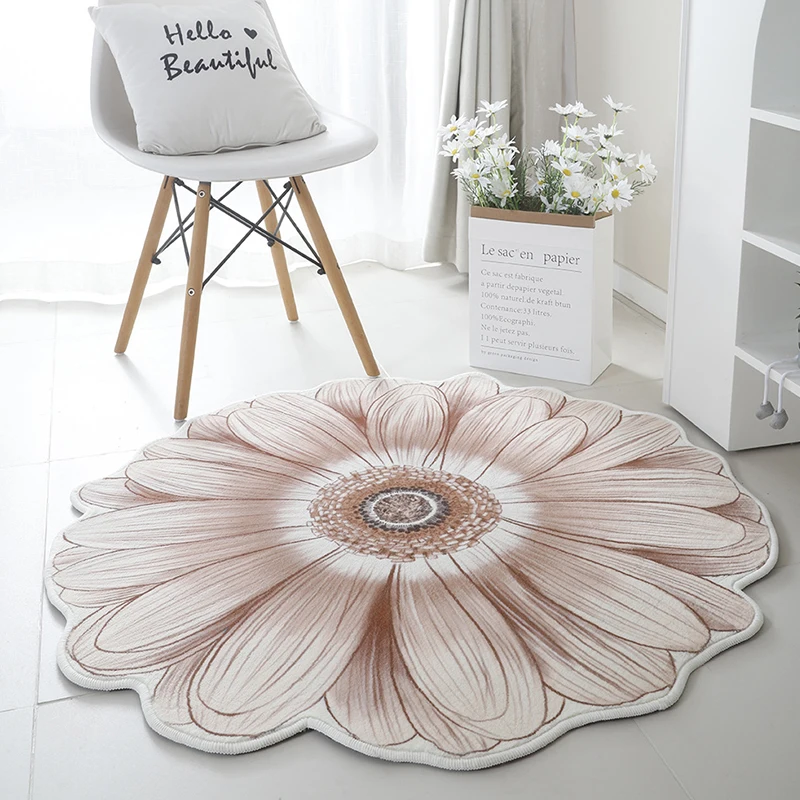 Irregular Shaped Flower Living Room Decoration Carpet Minimalist Floral Rugs for Bedroom Fluffy Soft Bedside Rug Thick Plush Mat