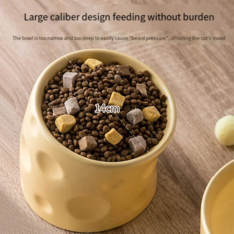 Cat bowl ceramic anti-knock protection cervical spine cat food basin pet bowl