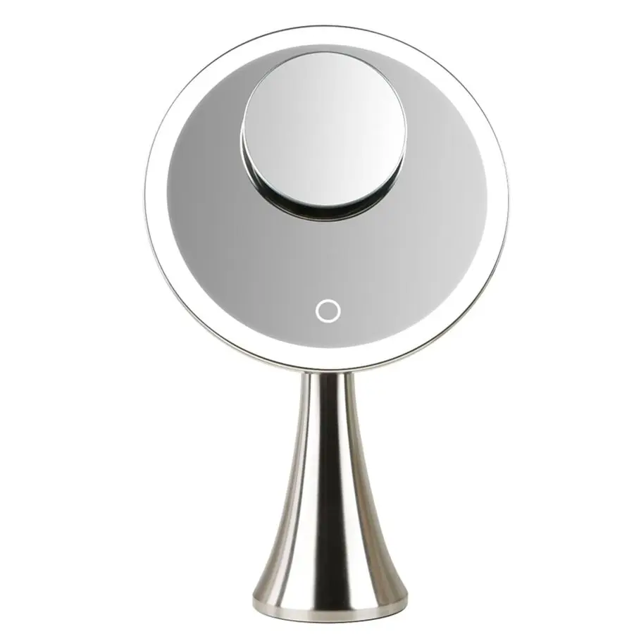 Miroir de maquillage éclairé 9, miroir grossissant double 5x 10x avec 3 couleurs, luminosité réglable, rotation à 360, rechargeable 4000 mAh, femme