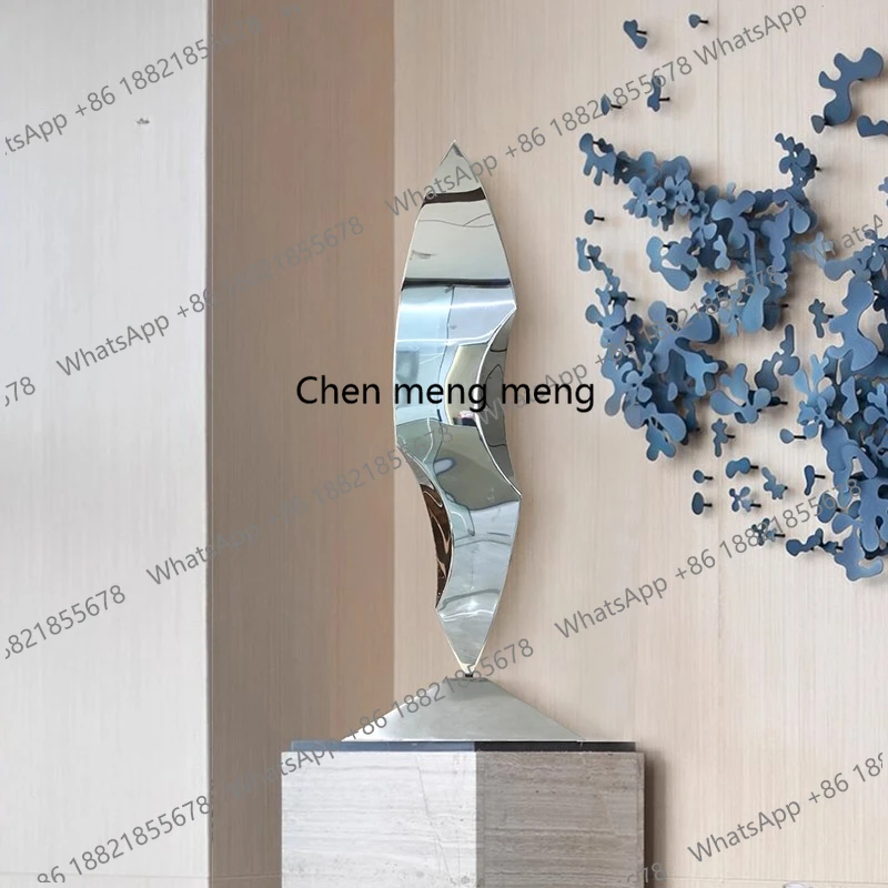 

Hotel lobby stainless steel sculpture sales office decoration abstract entrance large floor ornament