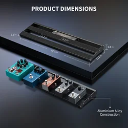 LEKATO Guitar Pedal Board with Built-in Power Supply Aluminium Alloy PedalBoard Cables Bag Adhesive Hookside Tape