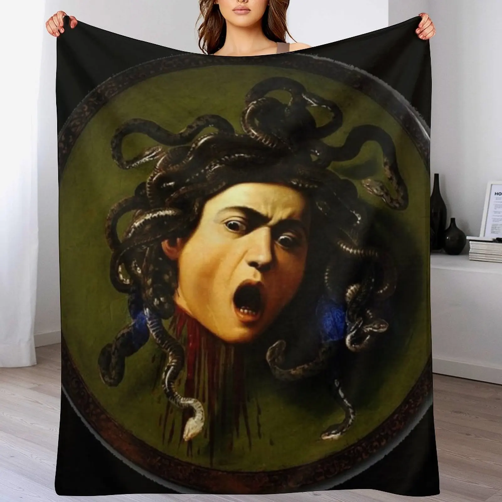 

aHead of Medusaa by Caravaggio Medusa Adult Halloween Throw Blanket Bed covers Custom Vintage Camping Blankets