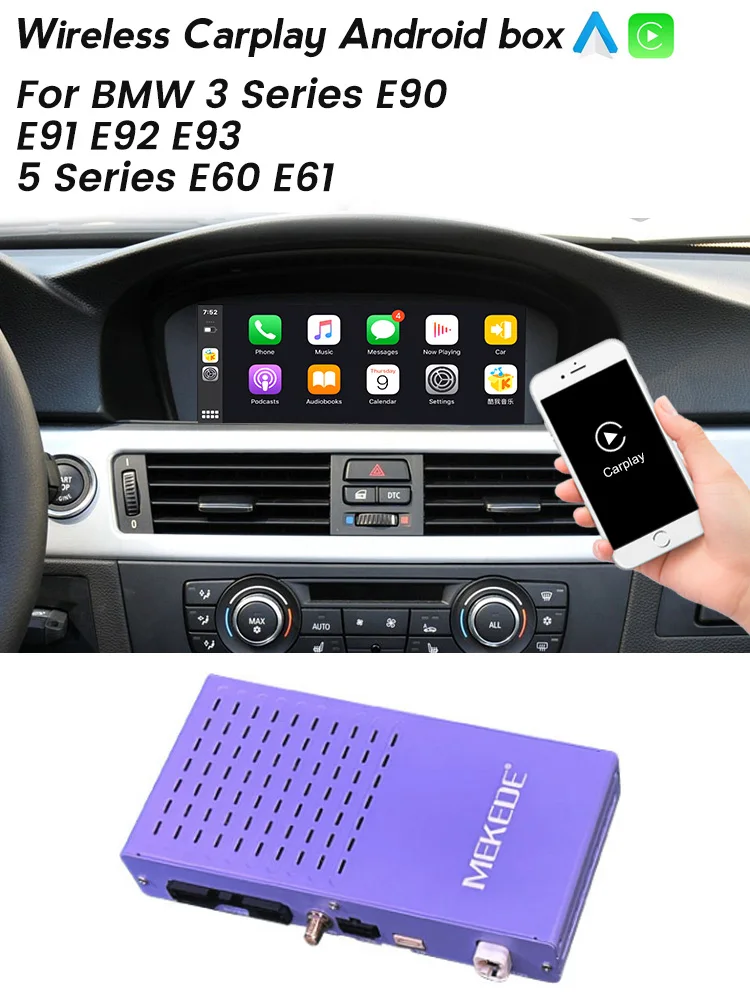 2026 Neue Android Auto Wireless CarPlay AI Box für BMW E60 E61 E62 E63 E90 E91 E92 E93 CCC CIC Original-Bildschirm-Upgrade Sprachsteuerung Plug-and-Play-Installation