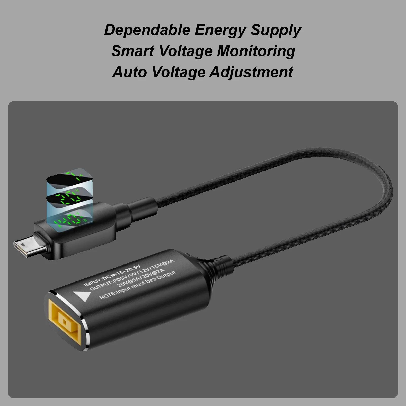

DC To Type C Converter Laptop 140W Charging Connector With Digital Display Adapter Connector Cable For Travel Men Women Laptop