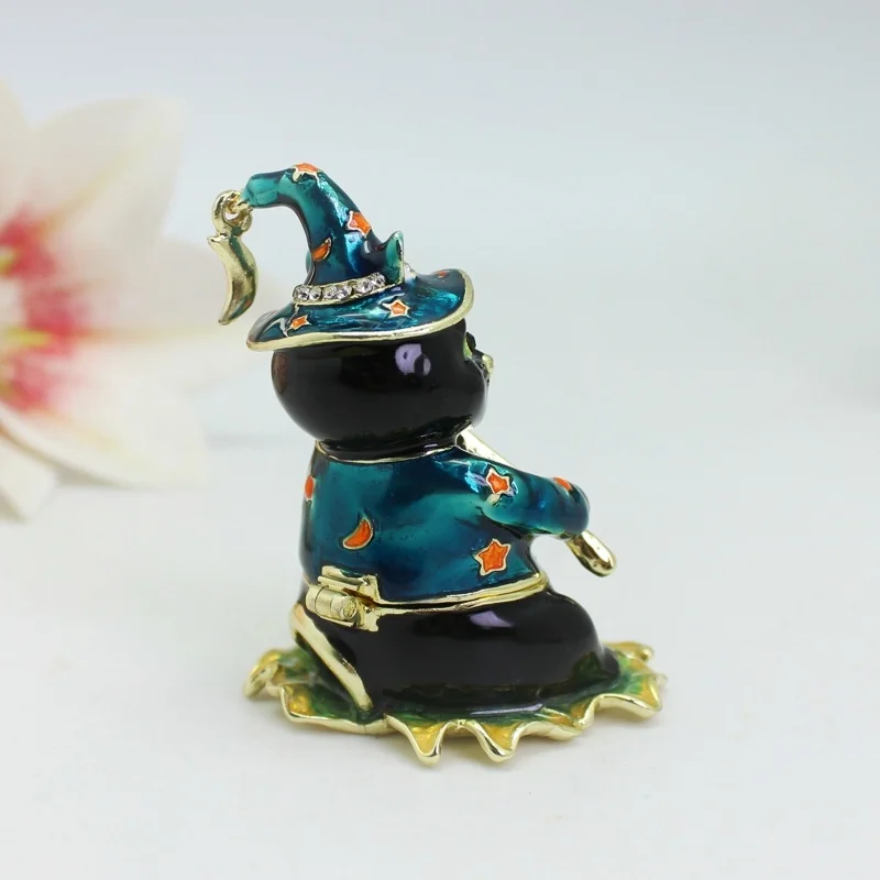 ShinnyGifts Hand Painted Music Cat Jewelry Box Cute Decorative Trinket Storage Box Home Decor for Halloween Party Favors