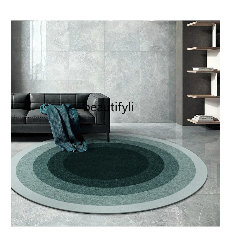 Gradual change round carpet living room minimalist wabi sabi wind premium gray oval carpet study bedroom bedside blanket