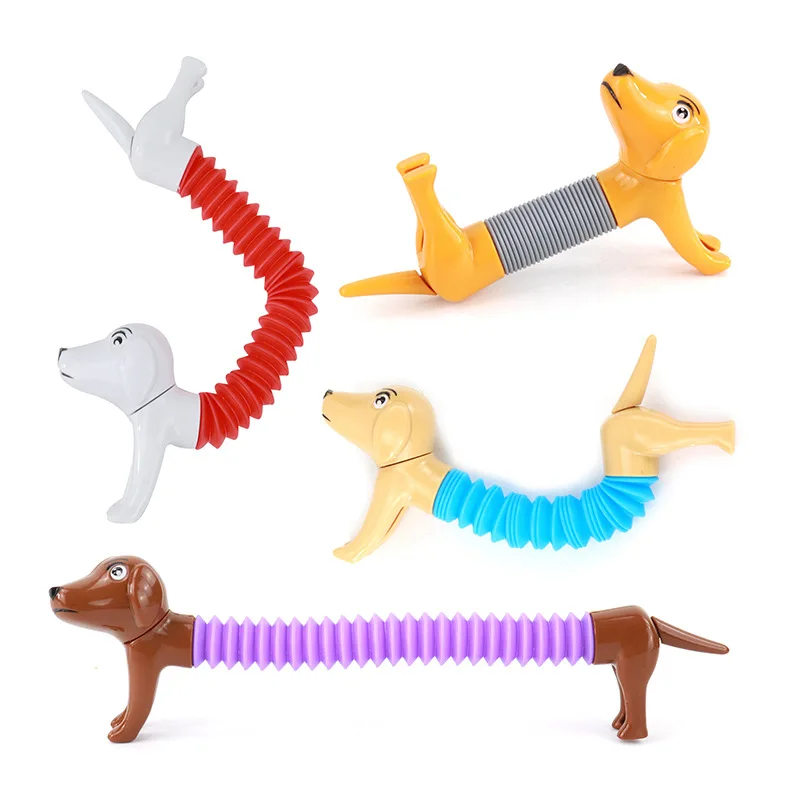 Dinosaur Telescopic Tubes Fidget Toys Cartoon Dolphins, Dogs, Sharks Stretch Pop Tubes Stress Relief Toys for Kids Party Gifts view 5