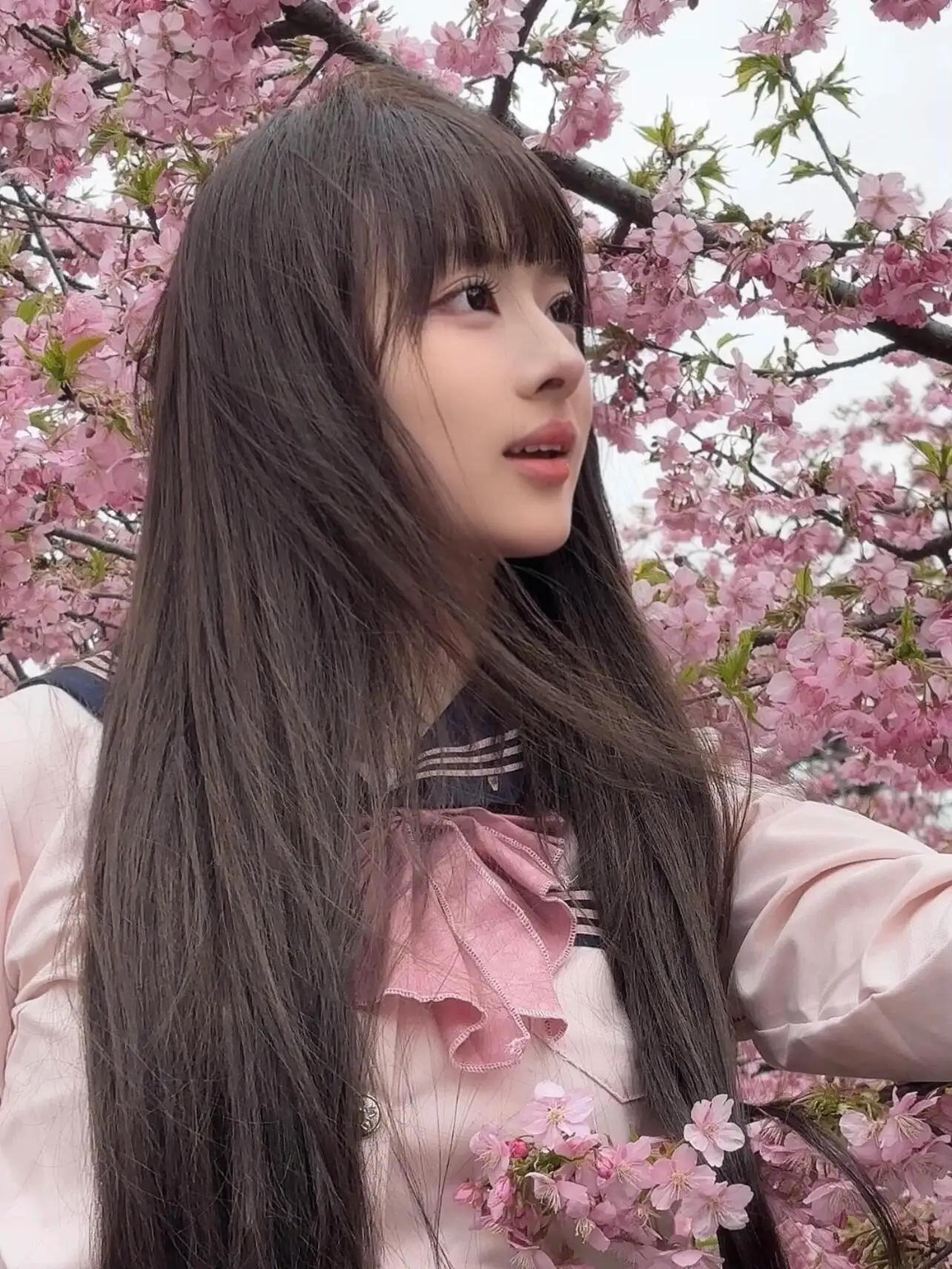 

Sweet Pink Long Sve Sailor Suit orm Set for Women Autumn Winter College Sle JK orm Polyester Material Four Seaso...