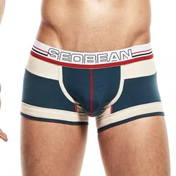 Calzoncillos tipo bóxer vintage de algodón para hombre, ropa interior de tiro bajo, Boxers de retazos en 3 colores
