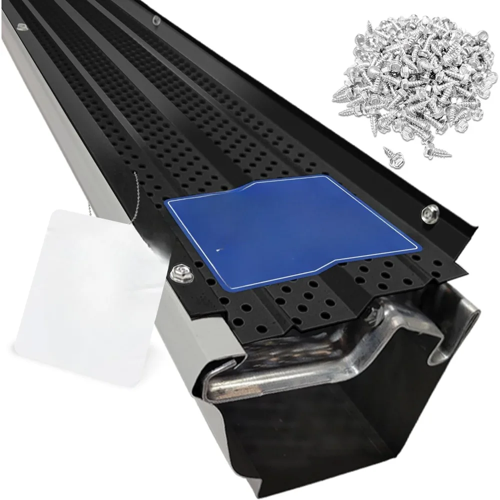 High Clearance Premium 50-Year Gutter Cover System - Thermal Thaw Black 5 Inch Aluminum Gutter Guards, 204 Feet