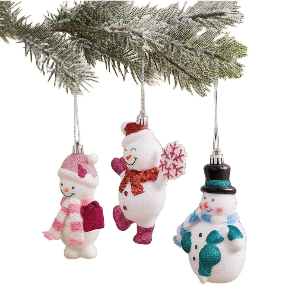 3pcs Christmas Decor Ornaments Featuring Gnome and Santa Themes with Electroplated Shine and Festive Cartoon Details