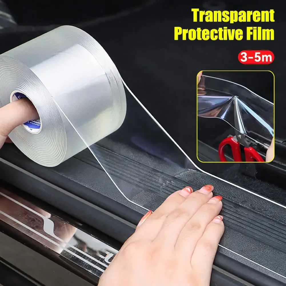 3/5M Transparent Car Door Protector Stickers Anti Scratch Nano Tape Auto Sill Anti-Scratch Glossy Clear Paint Protection Film