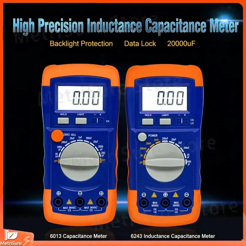 High Precision Digital Capacitance Meter Inductance Tester LCR Multimeter with Backlit LCD Display for Electronics Repair