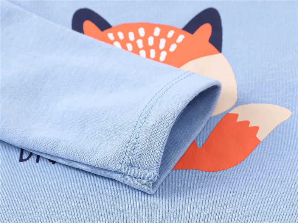 2024 Newborn Baby Boy Clothes Cool Fox Print 0-24 Months Full Sleev O-Neck Outwear 100% Cotton Autumn Spring Clothing