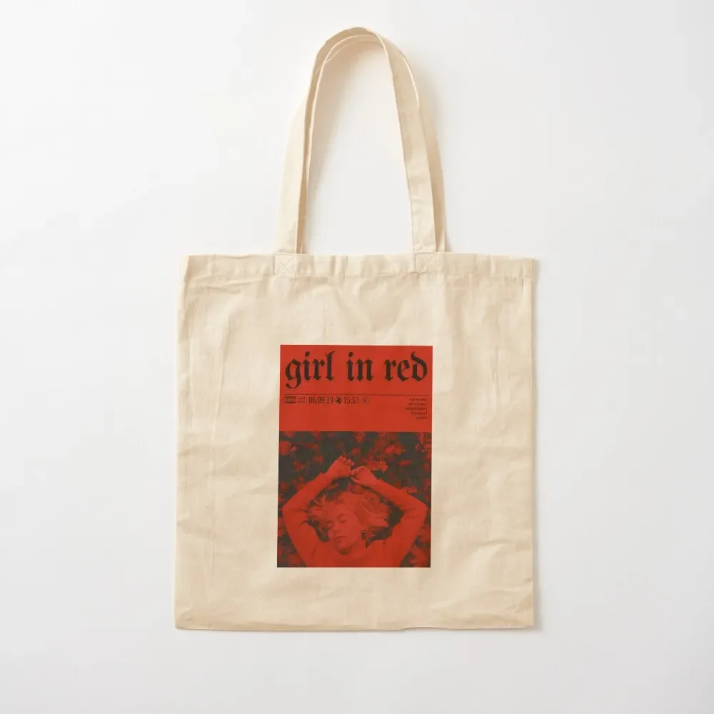 Girl in red poster -minimal Tote Bag shopper bag woman shopping bag logo