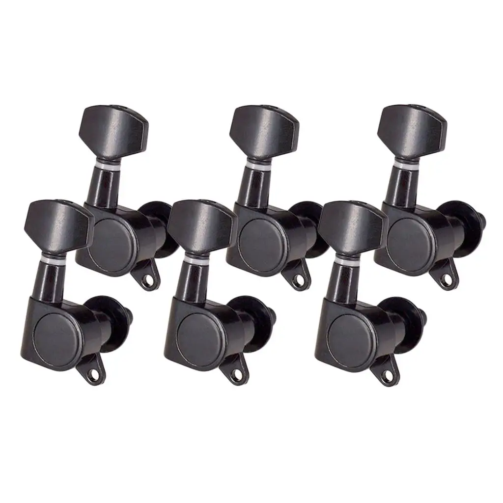 Guitar Parts Tuning Pegs 6R Sealed Black Alloy Machine Heads Spare Kits for Luthier Repair and DIY Builds
