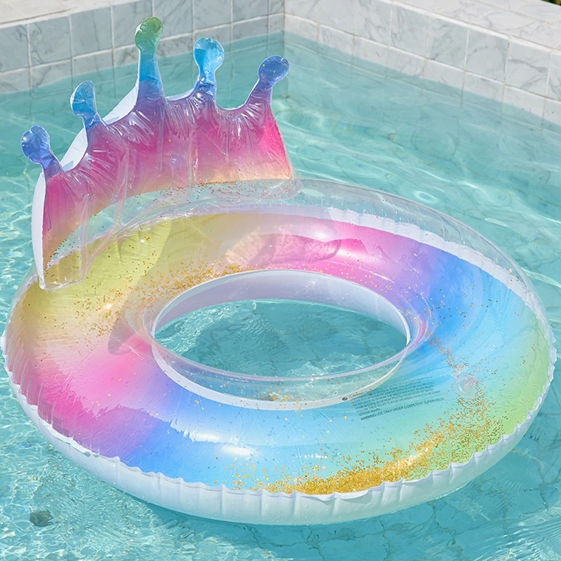 Mermaid Crown Swim Ring Tube Inflatable Toy Swimming Ring For Adult Swimming Circle Float Swim Pool Water Party Shooting Props