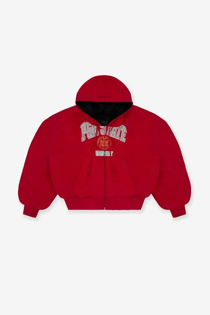 2025FW Reversible Silhouette Zip-up Women Men Hooded Puffer Jacket Cardigan Coat Oversized Men Cotton Padded Bomber Jacket