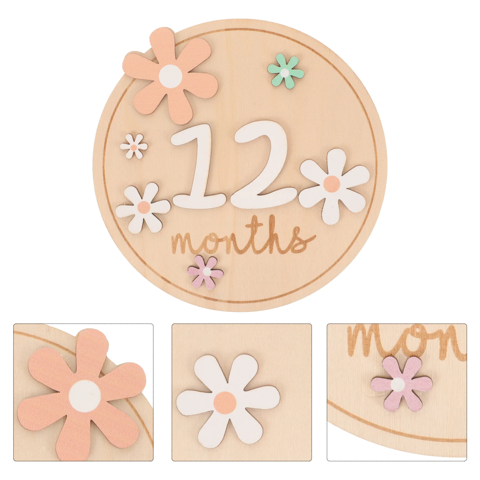 

Baby Month Cards Fixture Announcement Sign Monthly Milestone Wooden Signs for Nursery Nail Circles Months Infant Newborn