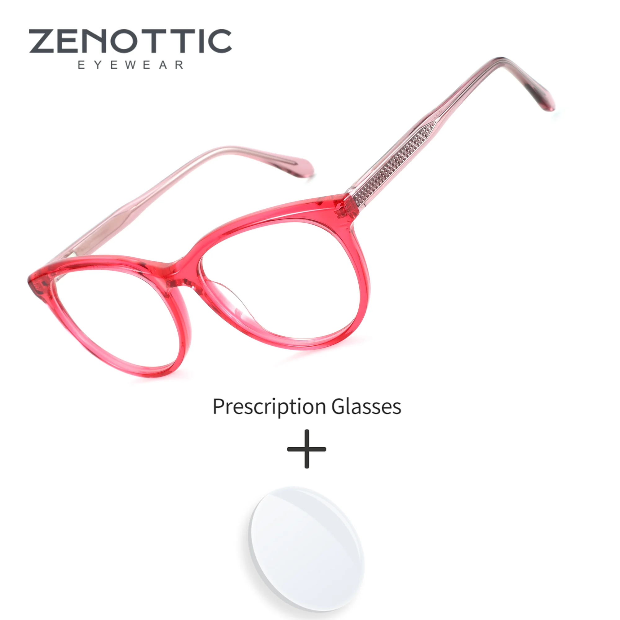 Lunettes de vue ZENOTTIC taille S, monture ronde en acétate pour femmes, verres photochromiques progressifs avec filtre anti-lumière bleue, lunettes décontractées pour le bureau.