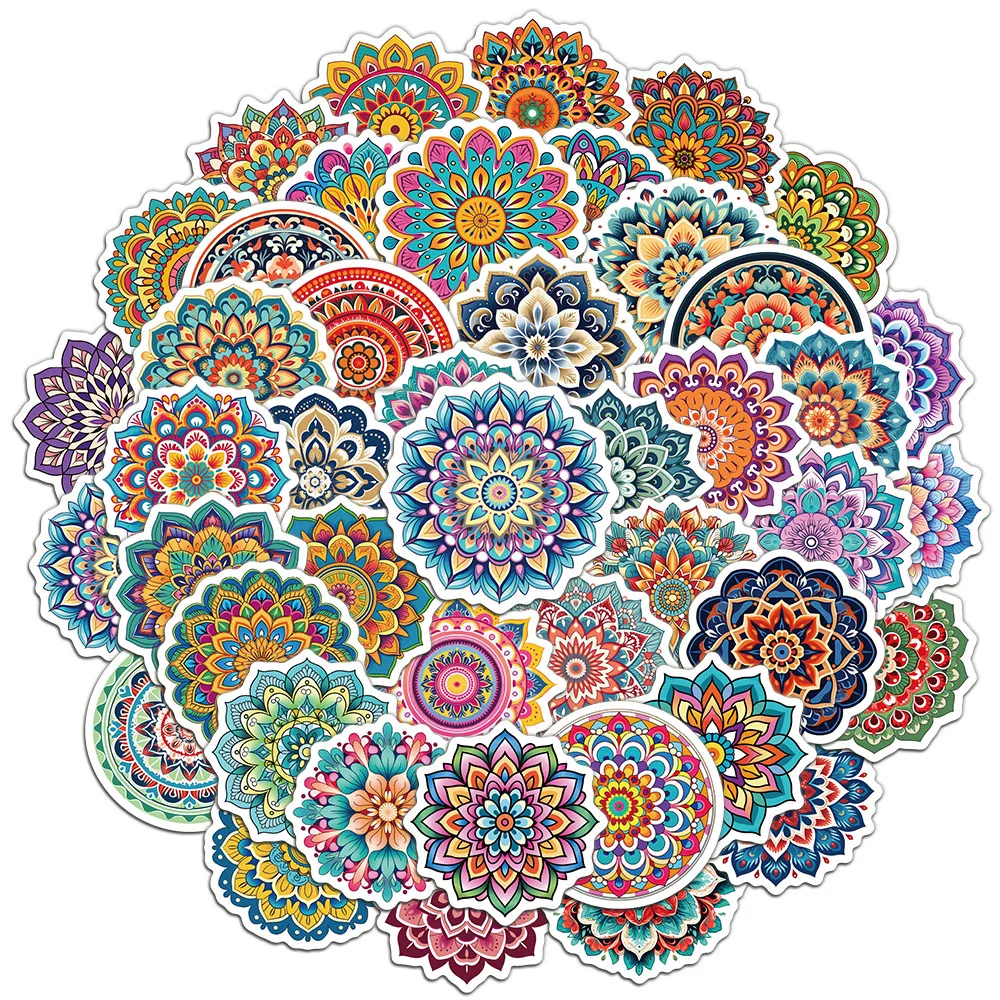 50 sztuk kolorowe Mandala Graffiti papier inicjatywa spersonalizowana fajna dekoracja podręcznik materiał DIY naklejki na etui na telefon