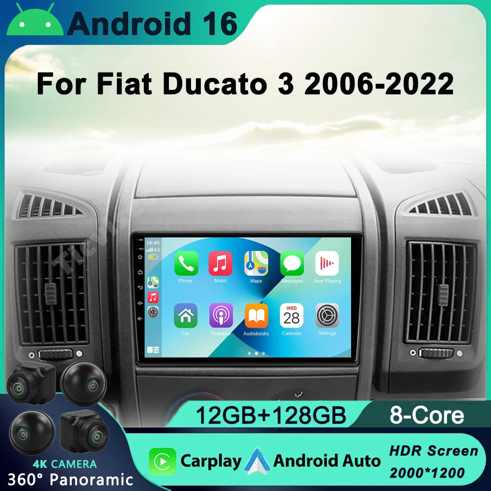 

For Fiat Ducato Peugeot Boxer Citroen Jumper 2 2006-2022 Car Radio Android Multimedia Player Auto Carplay Touch Screen Navi GPS