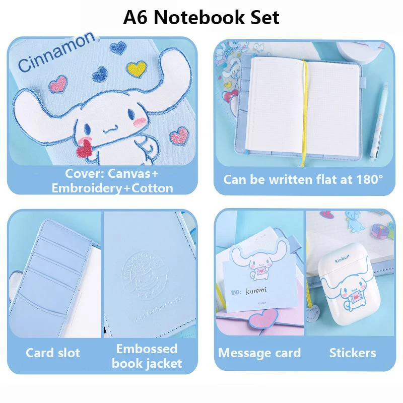 Kinbor A6 Chapter Book Cute Puppy Handbook Set, Journal Notebook Kawaii Stationery Back to School Writing Drawing Gift Supplies