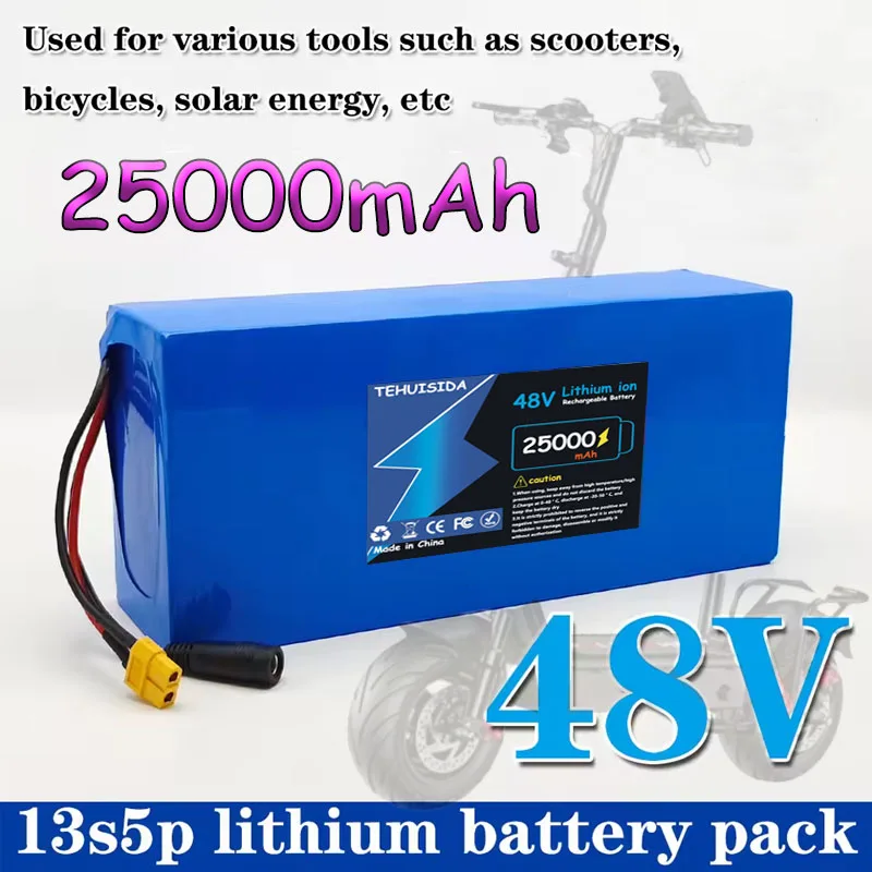 Batería Recargable De 48V 25000mAh 18650 13S5P Paquete De Batería Iones De Litio Con BMS Inteligente Incorporado