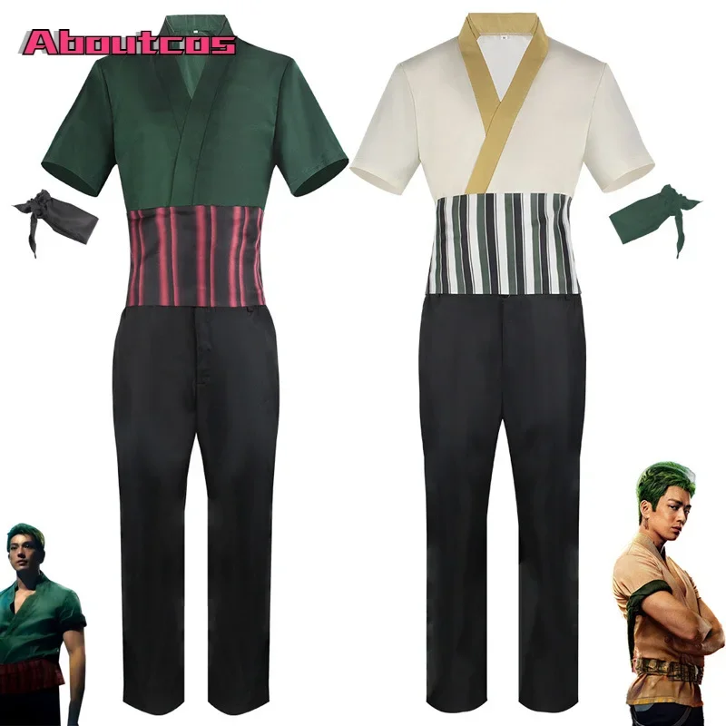 Nieuwe Halloween Party Mannen Roronoa Zoro Cosplay Kostuum Stage Performance Japanse Anime Samurai Jongens Traditionele Kleding