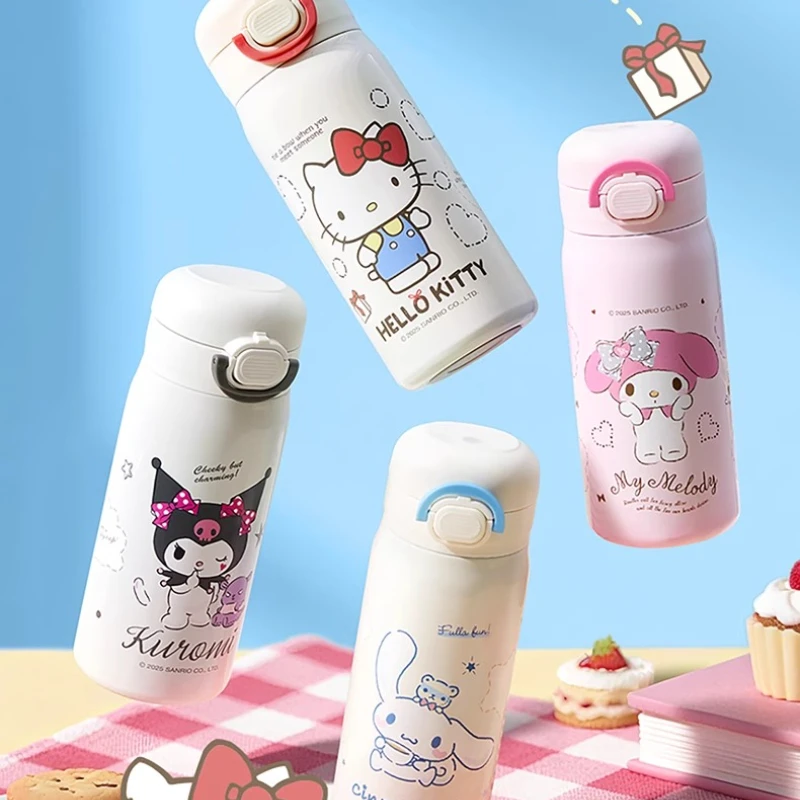 

MINISO Hello Kitty Kuromi Melody Cinnamoroll, изолированная чашка с героями мультфильмов, соломенная детская бутылка для воды, прыгающая чашка из нержавеющей стали