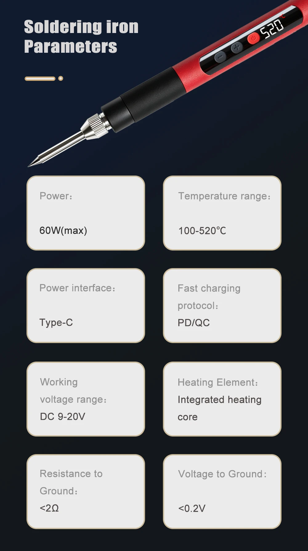 T65/C153 USB Digitaler Lötkolben Typ-C Digitaler Elektrischer Lötkolben mit Einstellbarer Temperatur DIY Heizung Reparatur Schweißwerkzeug – Detail 11
