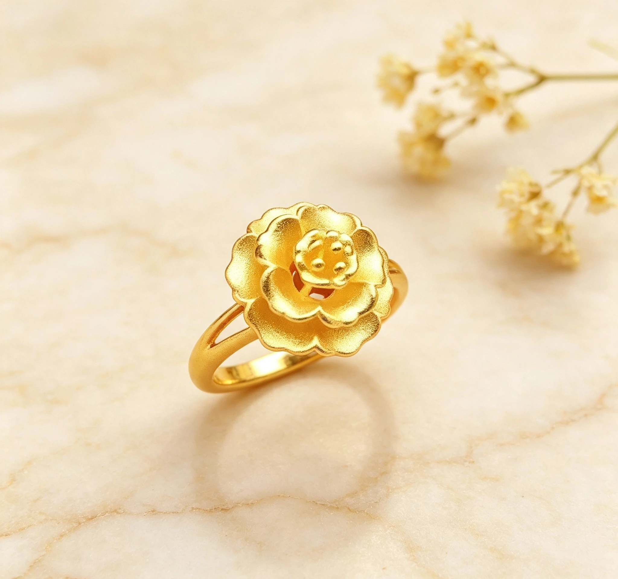 women's  jewelry  ring adjustable Au999 large pistil flower gift to give to friends  jewelr Giving gifts for friends