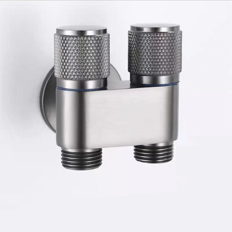 

G1/2 Mini Multi-function Faucet Brass One Into Two Out Dual Control Washing Machine Chrome/Gun Gray Tap Three-way Triangle Valve