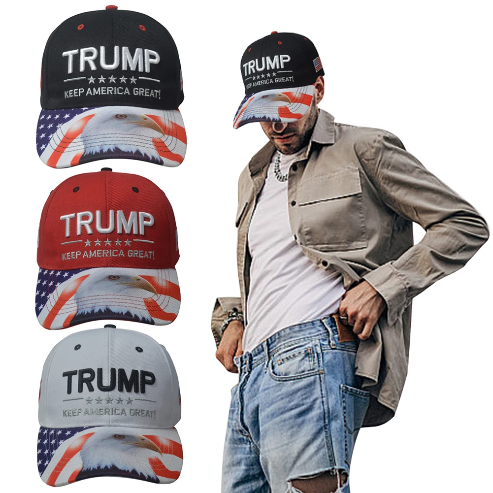 Trump Baseball Cap Duck Tongue Hat Adjustable 3D Embroidery Hat Keep America Great with Eagle Pattern for Outdoor Sports