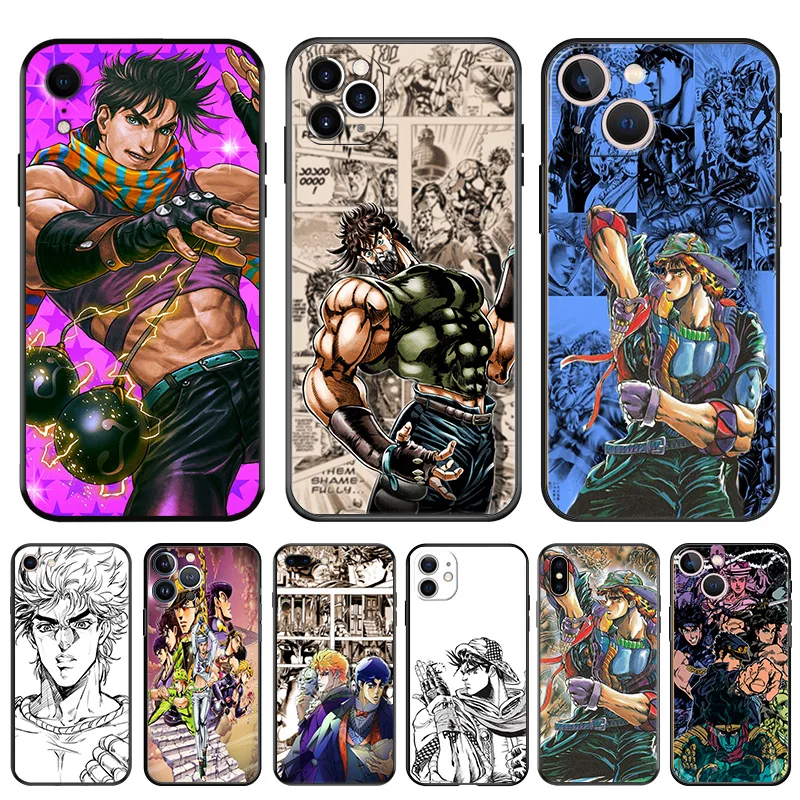 Black Soft Phone Case for Apple iphone 16 15 14 13 12 Mini XS 11 Pro Max XR 7 8 Plus X 16ProMax JOJO's Jonathan Joestar Cover