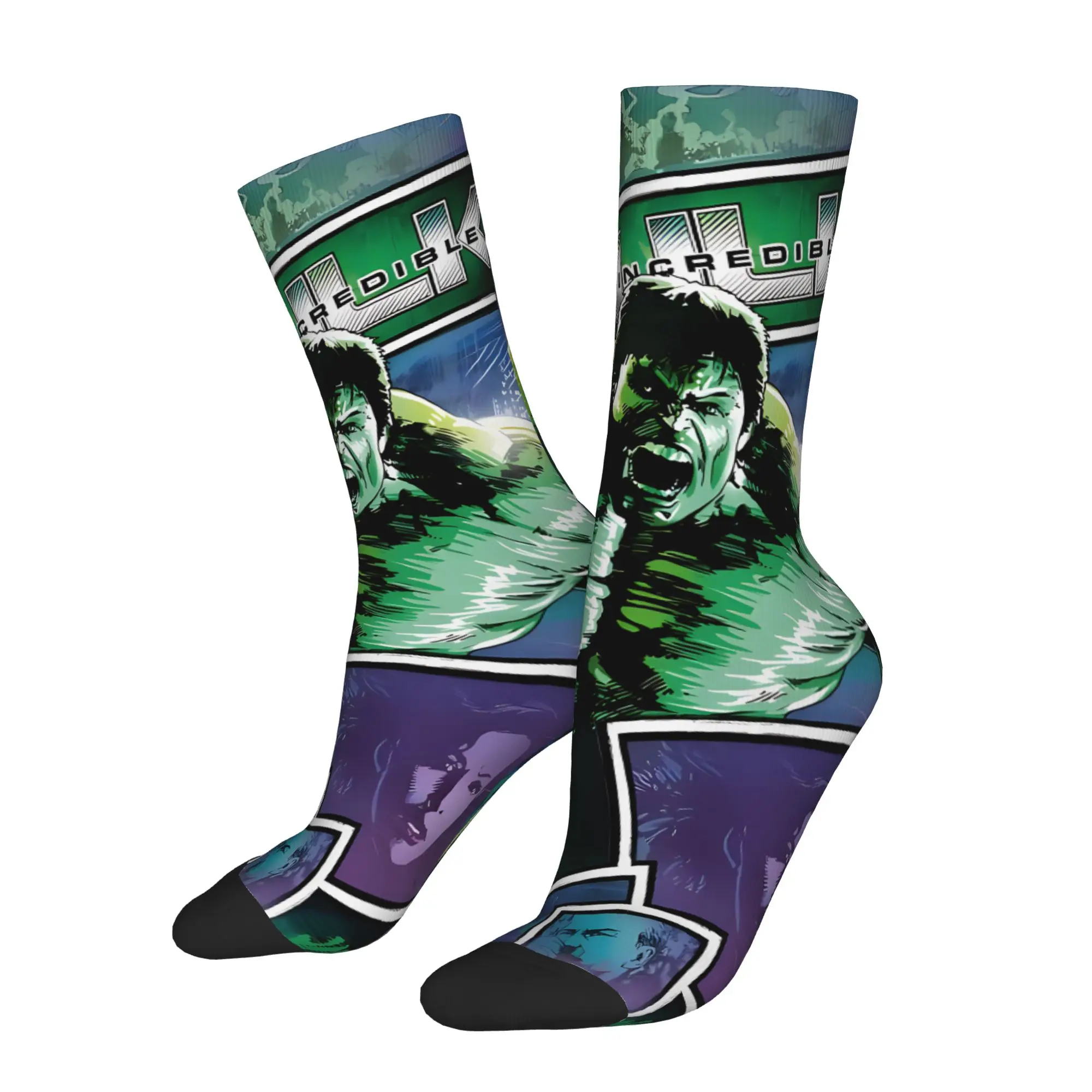 

1 Pair Funny Crazy Sock for Men Bruce Banner Hip Hop Harajuku Hulk Pattern Printed Sock Casual