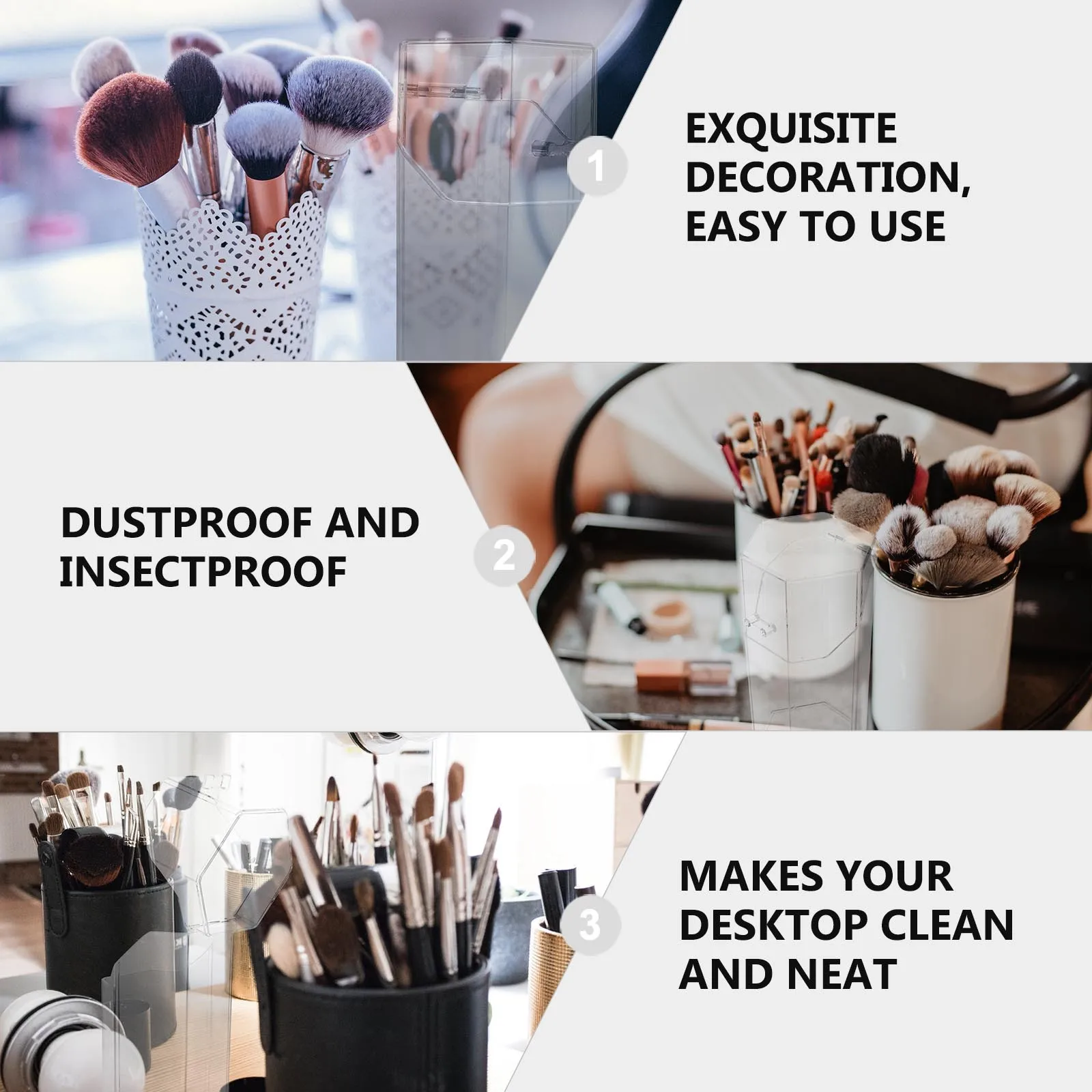 

Dustproof Clear Acrylic Makeup Brush Storage Box 1Pcs for Desk Organization Jewelry Stationery Multifunctional