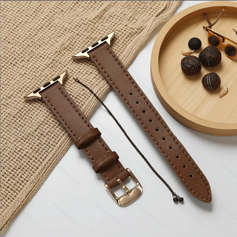 

Cute Woman's PU Leather Wrist Strap for Apple Watch Band 1-10 SE Ultra Small Bracelet for Iwatch 49/46/45/44/42/41/40/38mm Belt