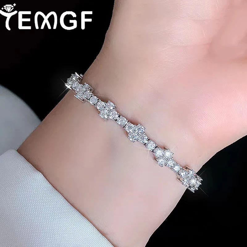 

Браслет TEMGF, полный 3 мм, циркон/Муассанит, цепочка из стерлингового серебра 925 пробы, уникальный дизайн креста для женщин, модные сверкающие ювелирные изделия