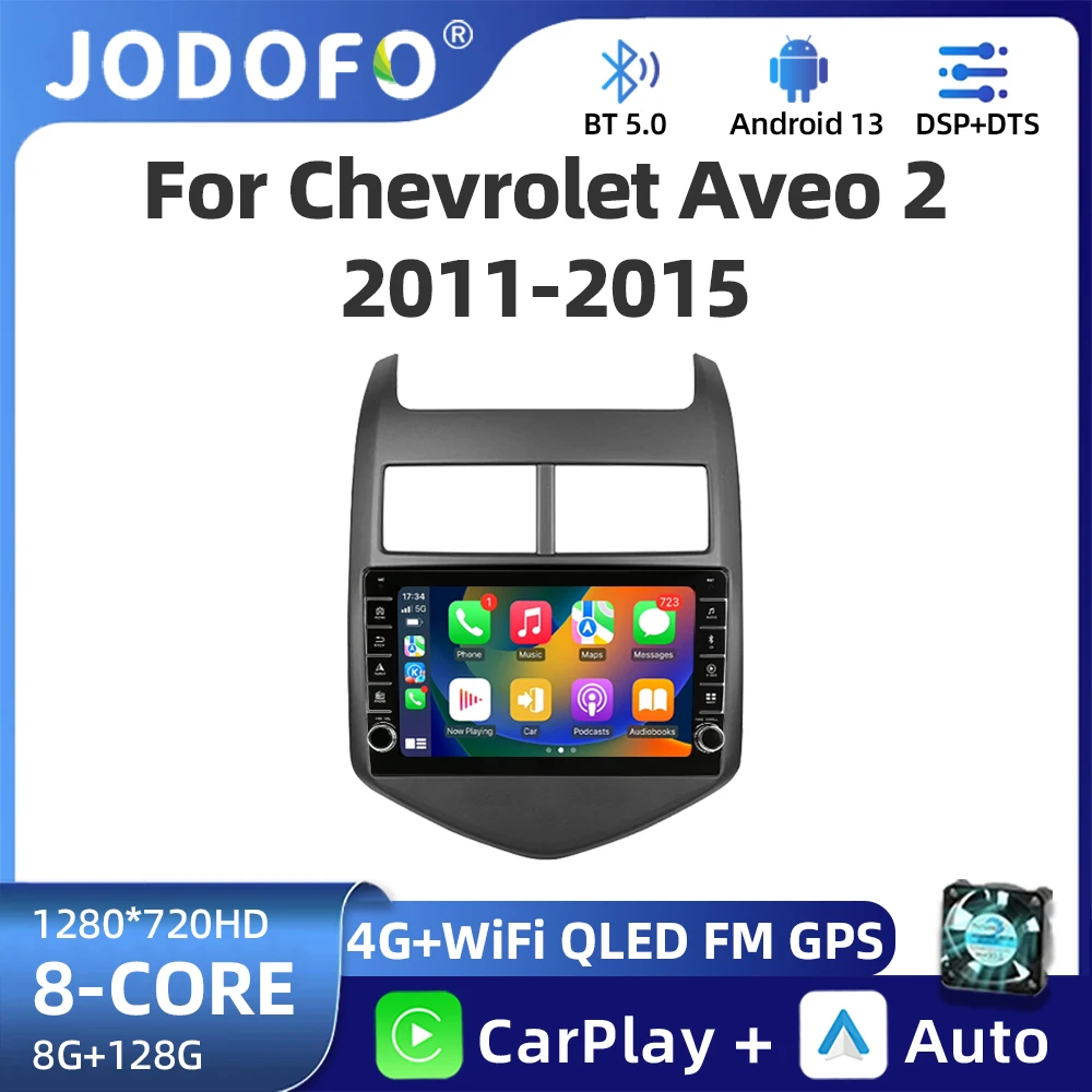 Jodofo Android 13 Car Radio for Chevrolet Aveo 2 Sonic T300 2011 - 2015 Multimedia Naviagtion Player 2 Din Carplay Head Unit