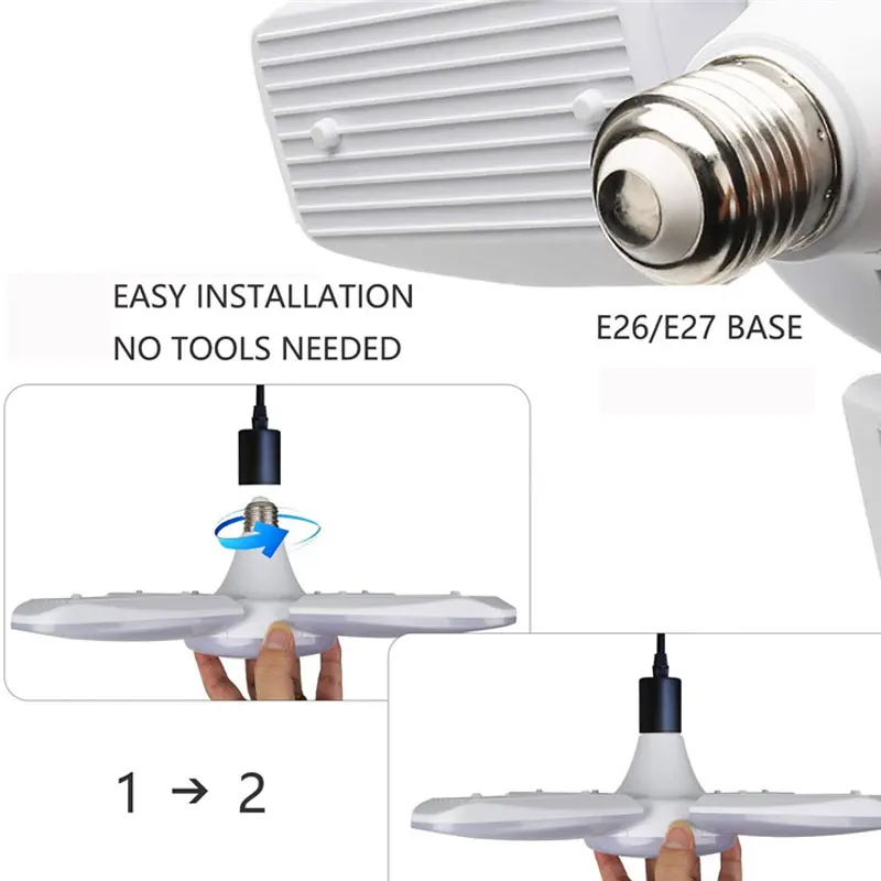 E27 LED Bulb Fan Blade Timing Lamp AC85-265V 28W Foldable Led Light Bulb Lampada For Home Ceiling Light With Remote Controller