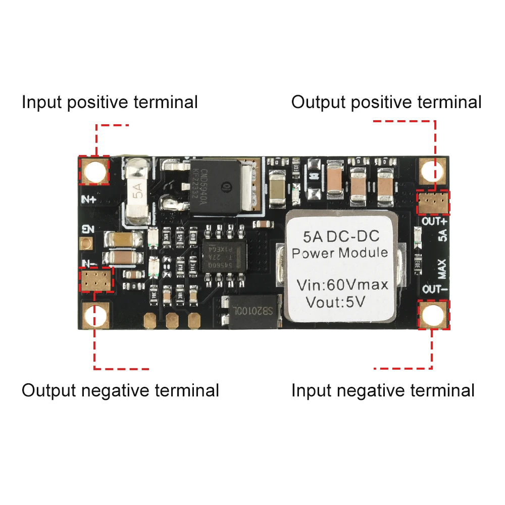 DC 6,5~60V zu DC 5V/12V Step-Down Power Board 5A High Power mit Schutz Hocheffiziente geregelte Stromversorgung