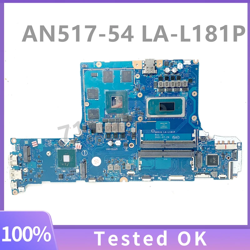 

GH51G LA-L181P For ACER Nitro 5 AN517-54 Laptop Motherboard With i5-11400H i7-11800H CPU GN20-P1-A1 RTX3050Ti 100%Full Tested OK