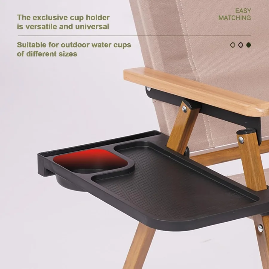 Vassoio per sedia pieghevole con portabicchieri da scrivania laterale con clip per poltrona da campeggio da spiaggia all'aperto Comodo vassoio regolabile con portabicchieri