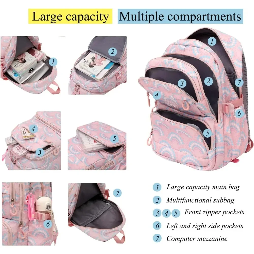 Rolling School Bags for Girls Backpack Children Waterproof School Backpacks with Wheels Middle School Trolley Luggage Back Pack