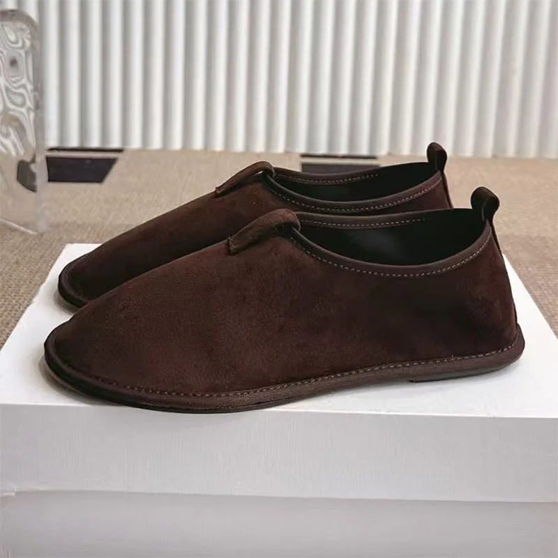 

Новые женские туфли на плоской подошве, повседневная женская обувь без шнуровки с круглым носком, замшевые лоферы, удобная уличная женская обувь для прогулок