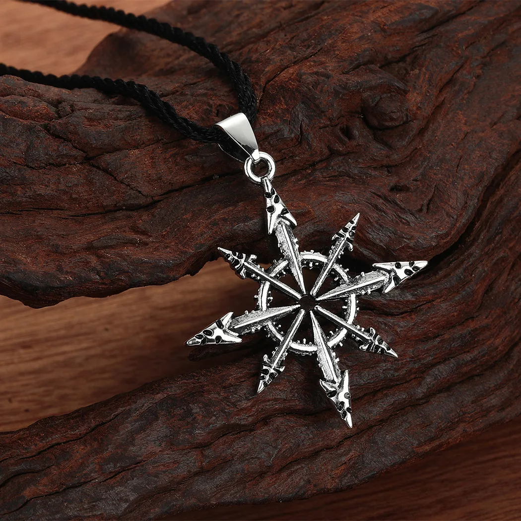 Retro Magic Circle Kabbalah Arrow Sun Symbol Pendant Necklace Men's Personalized Fashion Casual Charm Jewelry