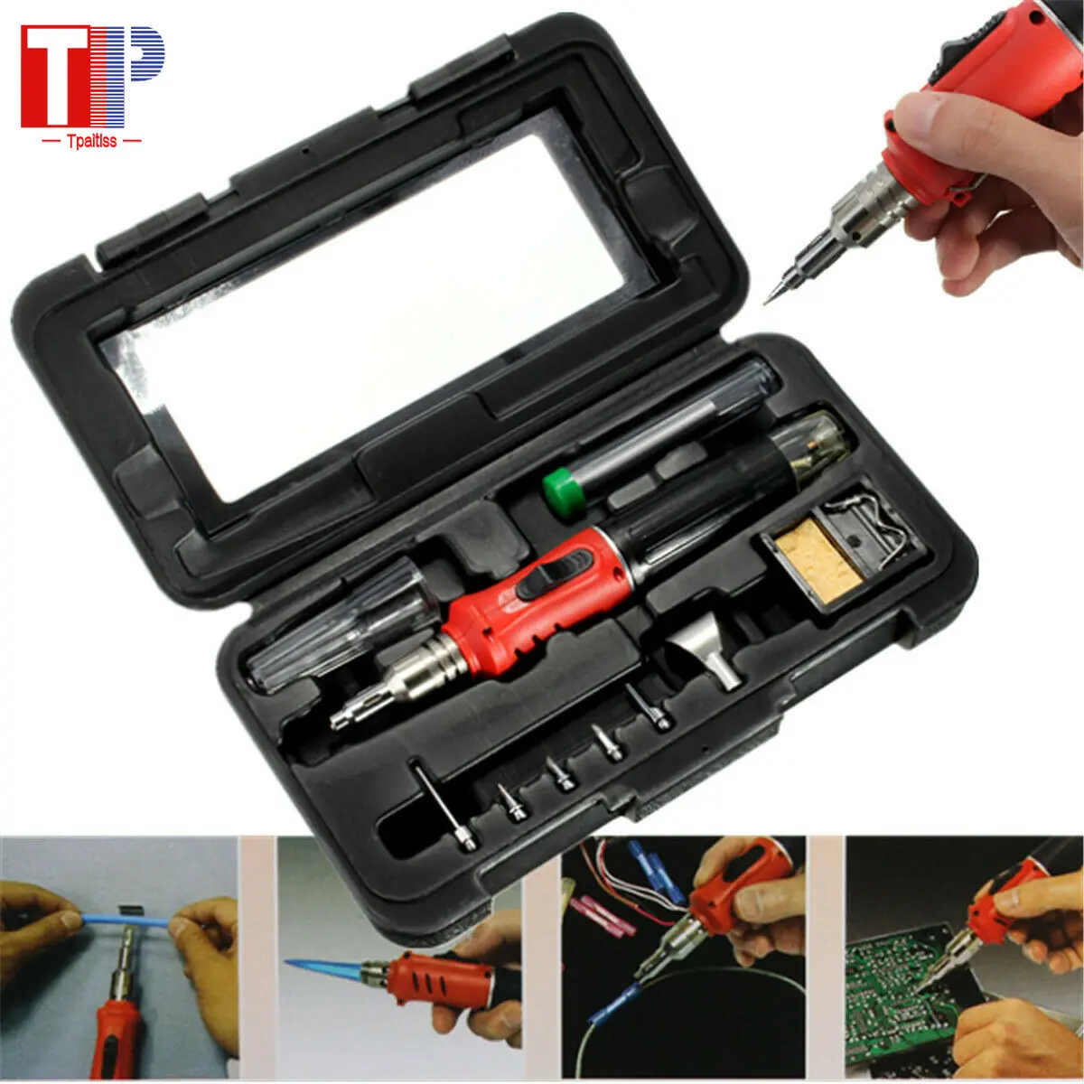 Tpaitlss NEW HS-1115K 10 IN 1 Butane Gas Soldering Iron Kit Welding Kit Torch Pen Tool