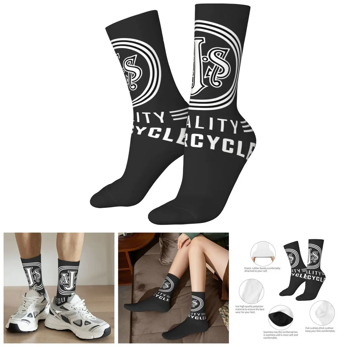 Funny Happy Men's compression Socks Eccentric Vintage Harajuku AJS Motorcycles Ltd Street Style Novelty Casual Crew Crazy Sock