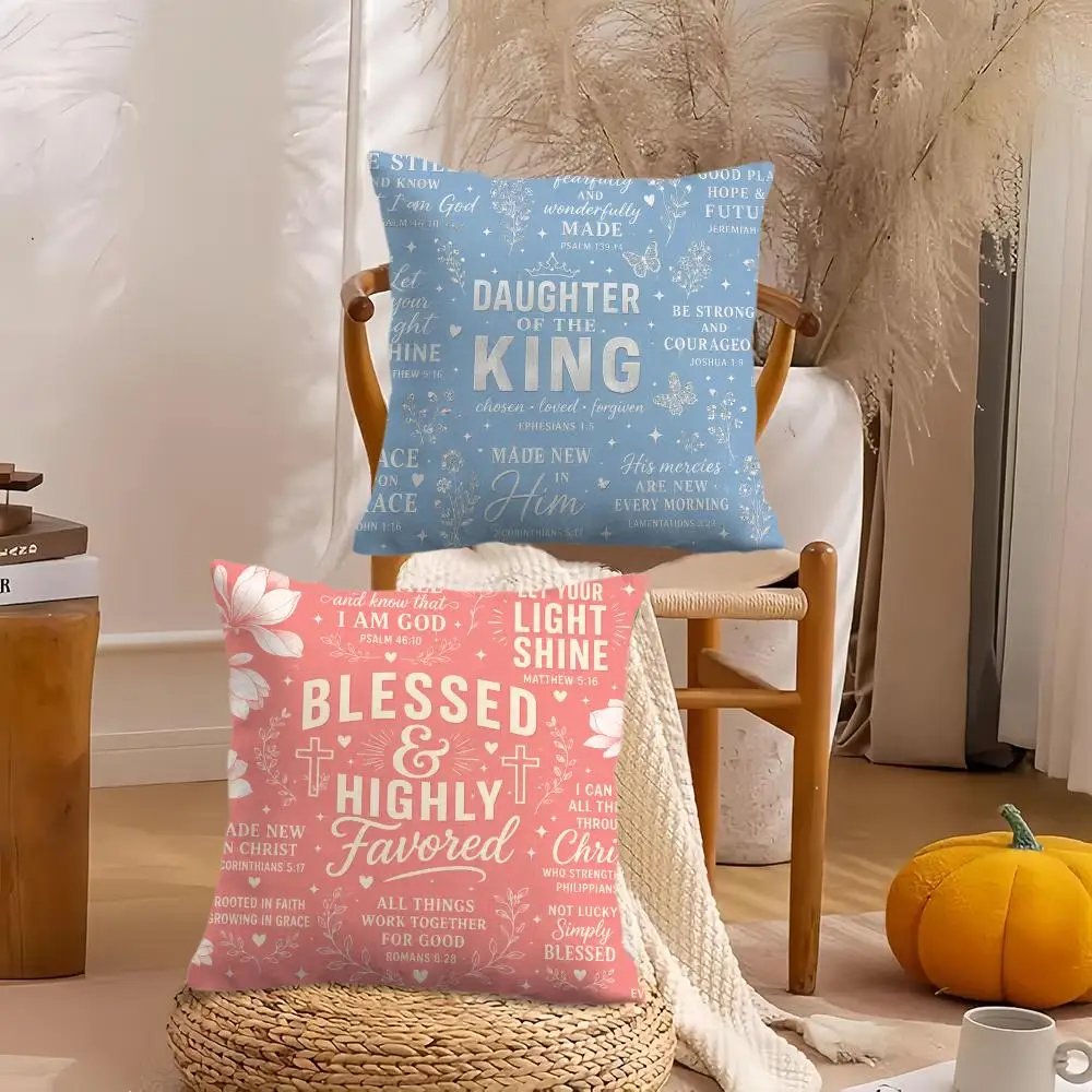 Faith Above Fear Cushion Cover Soft Plush Throw Pillow Cover Double-Sided Decorative Cushion Case Sofa Bedroom Home Decor